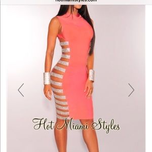 Hot Miami Styles bandage rhinestone strap dress